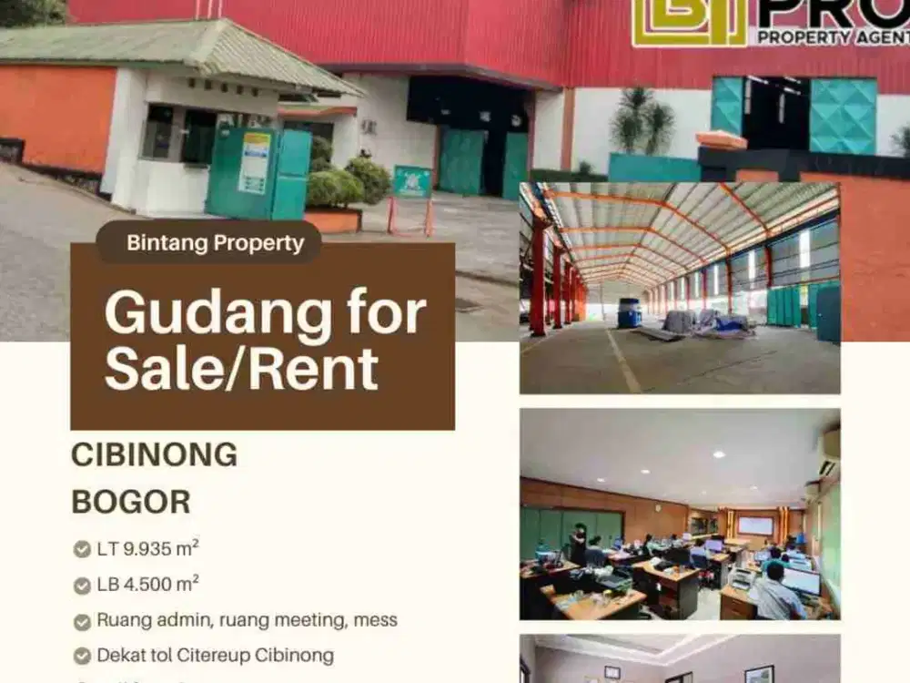 Gudang di JUAL/SEWA di Citeureup, Cibinong, Bogor