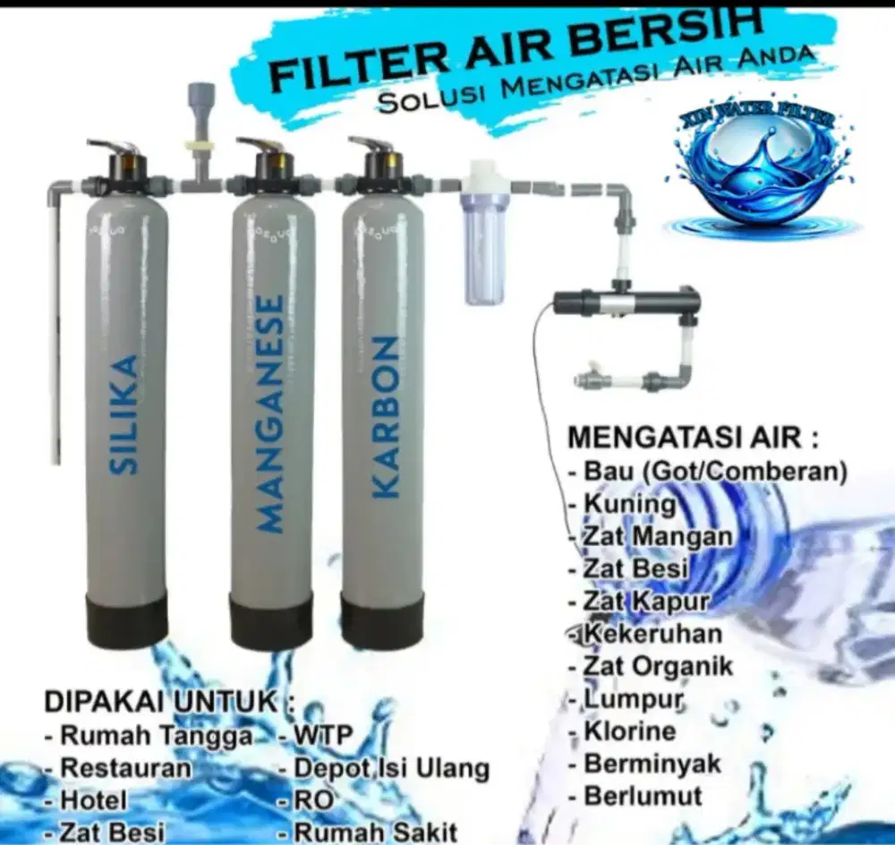 Sepaket filter penyaring air keruh bau berminyak