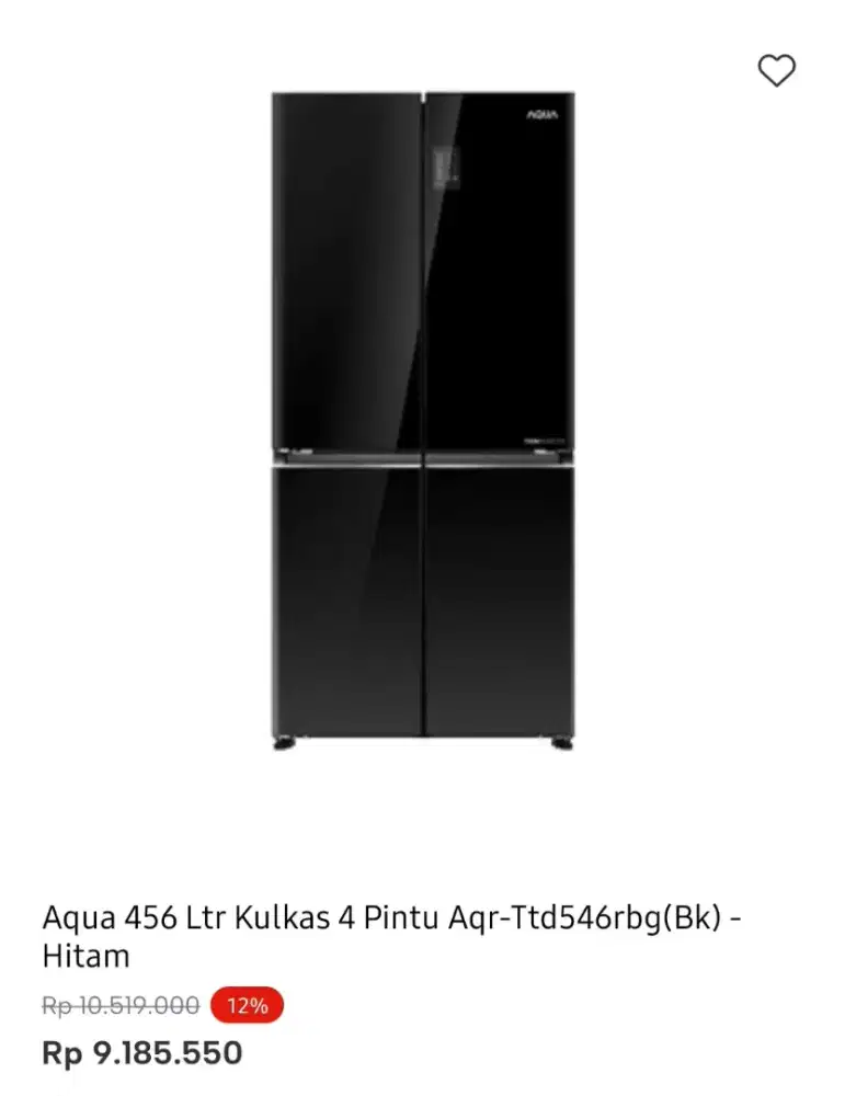 KULKAS AQUA 4 PINTU TAMPERED GLASS 456 LITER
