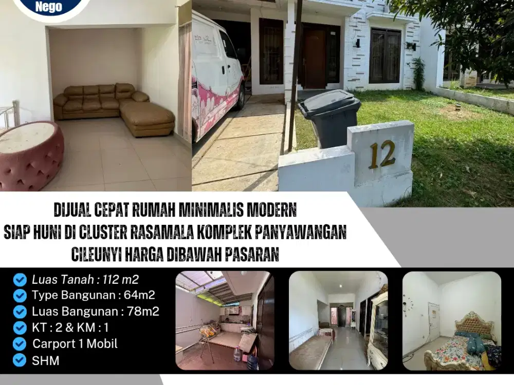 Dijual Cepat Rumah Minimalis Modern
Siap Huni di Cluster Rasamala Komplek Panyawangan Cileunyi Harga Dibawah Pasaran