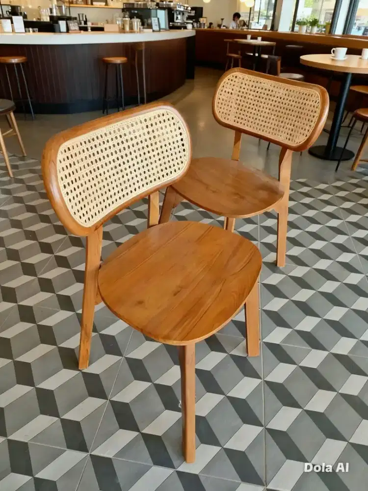 Kursi cafe jati rotan