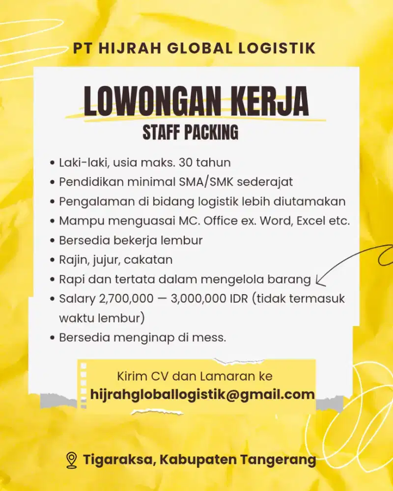 Dibutuhkan Staff Packing