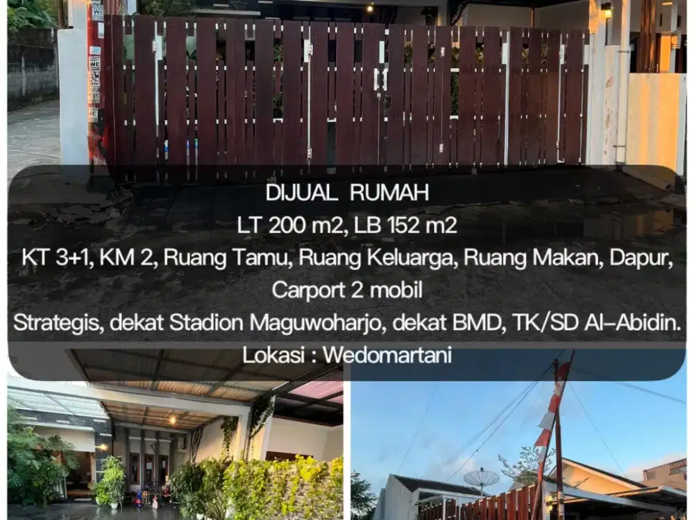 Dijual rumah Utara Stadion Maguwoharjo malangrejo dekat Sekolah Alibidin, Sekolah Budi Mulya, 7 menit ke Pakuwon Mall