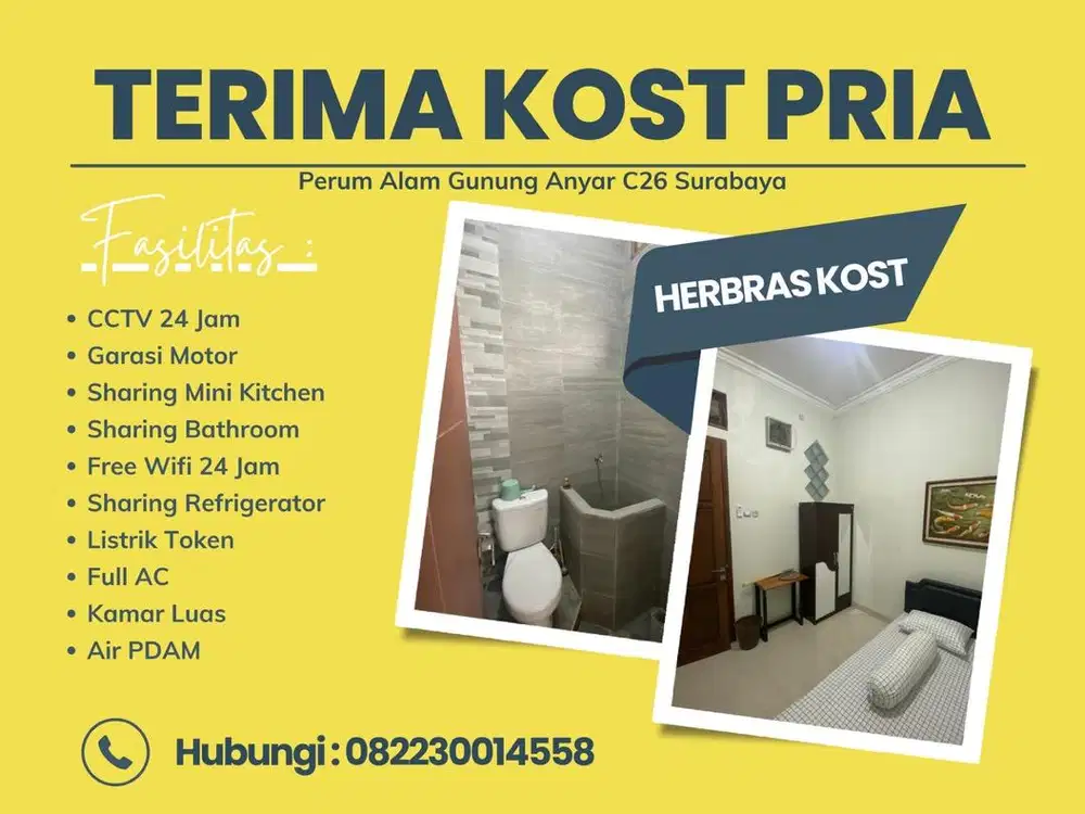 Kost Pria Dekat UINSA, UPN, Juanda