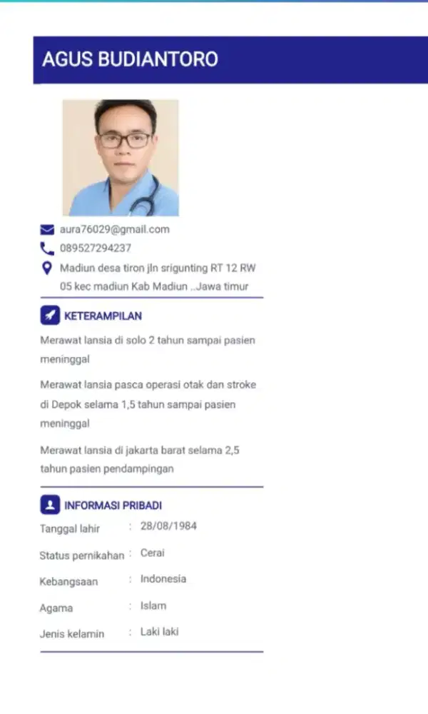 Caregiver / perawat lansia