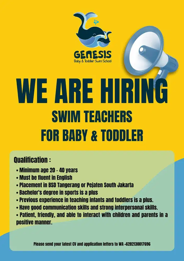 Dibutuhkan Segera Female Swim Teacher