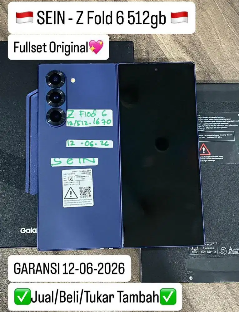 Samsung Zfold 6 12/512 Gb Blue Resmi Sein Garansi On