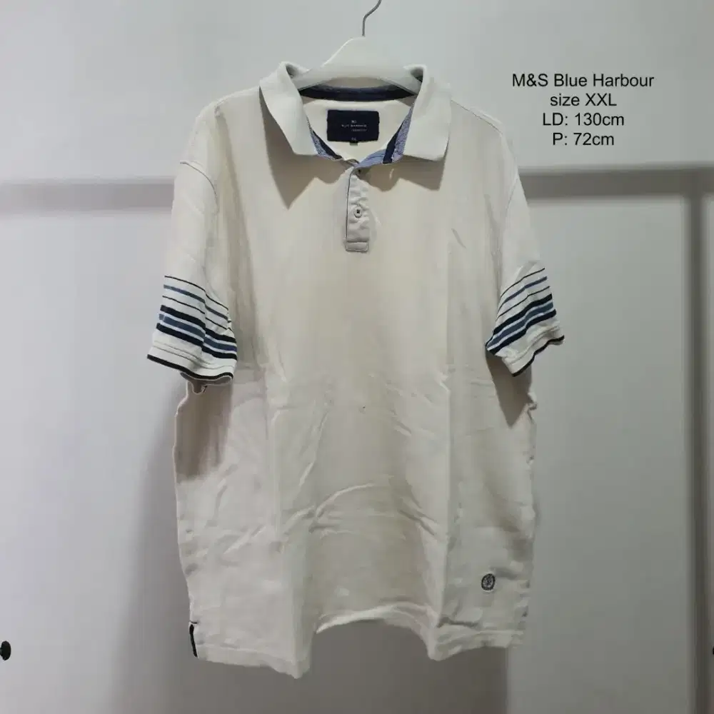 M&S blue harbour kaos polo tshirt putih