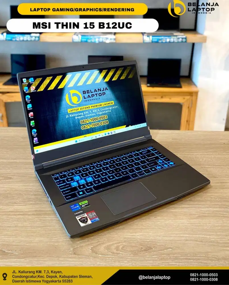 MSI Thin 15 B12UC /Intel  i5 gen 12/ 8GB/ 512GB/RTX 3050/144hz/GARANSI