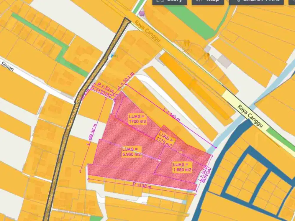 Disewakan Tanah Los Sungai & View Sawah di Jalan Pantai Nyanyi Tabanan