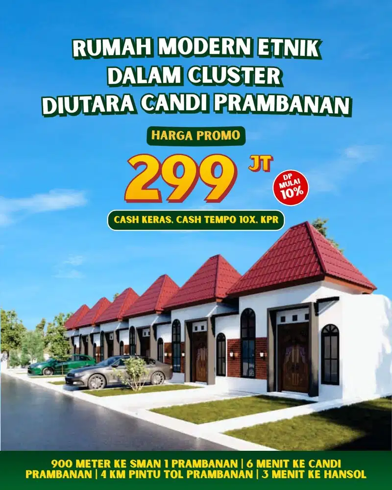 RUMAH MODERN ETNIK DALAM PERUM SIAP AJB 6 MENIT DARI CANDI PRAMBANAN