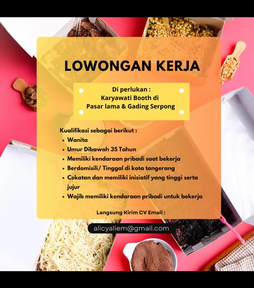 KARYAWATI DI BUTUHKAN SEGERA !!