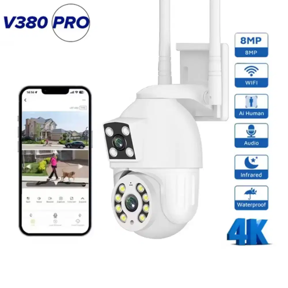 Cctv v380 outdoor waterproof 2 lensa//smart camera//wifi//wireless