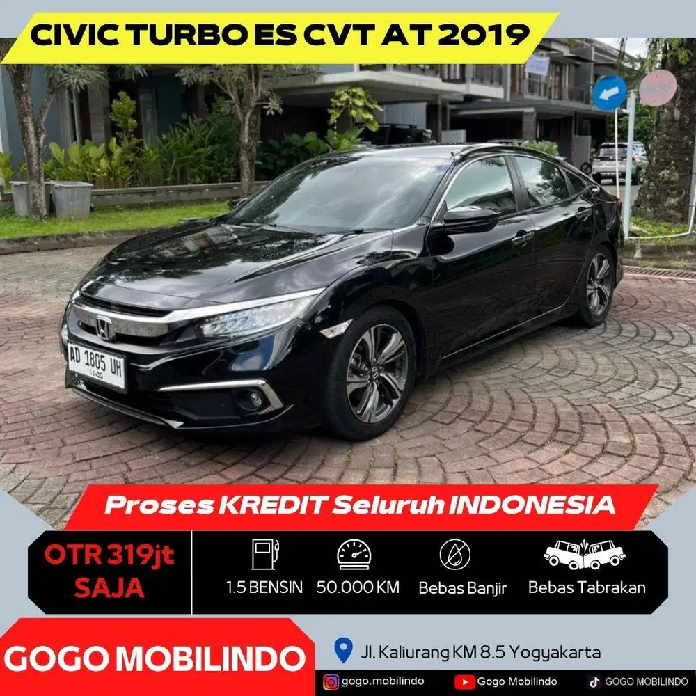 [Km50rb] Civic Turbo ES CVT Matic 2019 Plat AD Pajak Baru Bisa Kredit