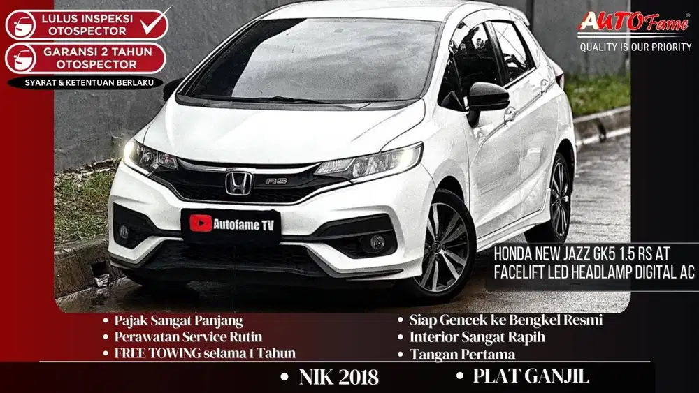 Honda New Jazz GK5 1.5 RS AT FACELIFT LED Headlamp Digital AC NIK 2018