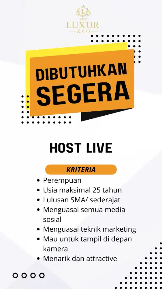 Host Live, Conten Creator, Marketing