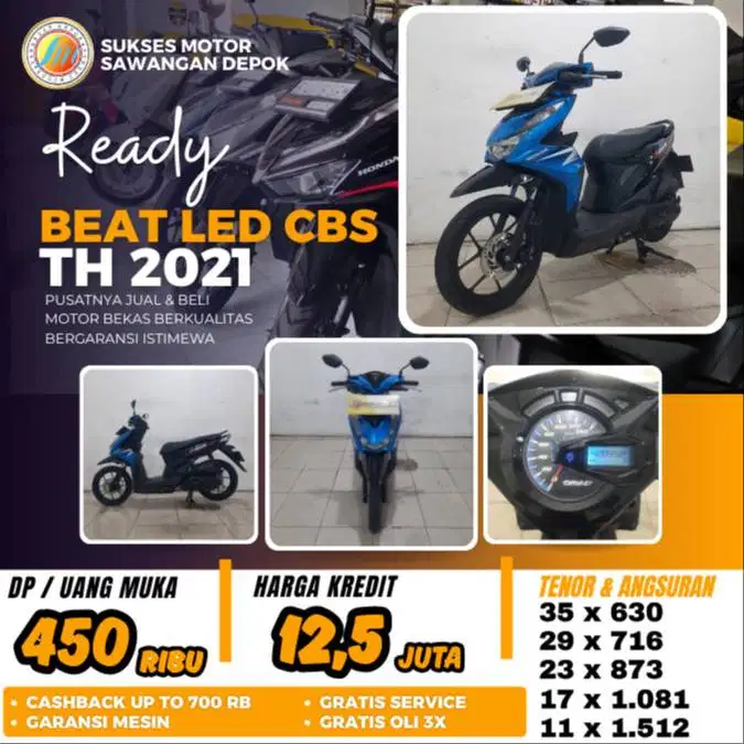 DP CICILAN MURAH HONDA BEAT CBS LED TH 2021 UNIT ISTIMEWA BERGARANSI