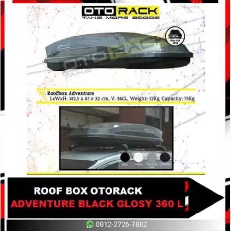 Roofbox roof box otorack adventure black glossy 360L | Kikim Variasi