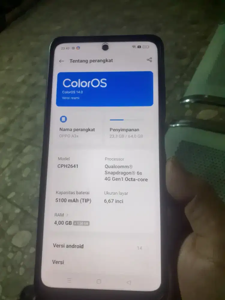 Oppo a3x 4 64 hp casan