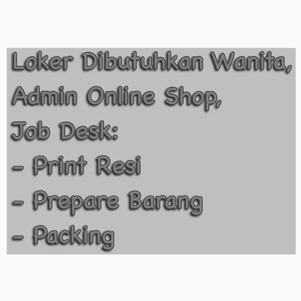 Loker Wanita Admin online Shop
