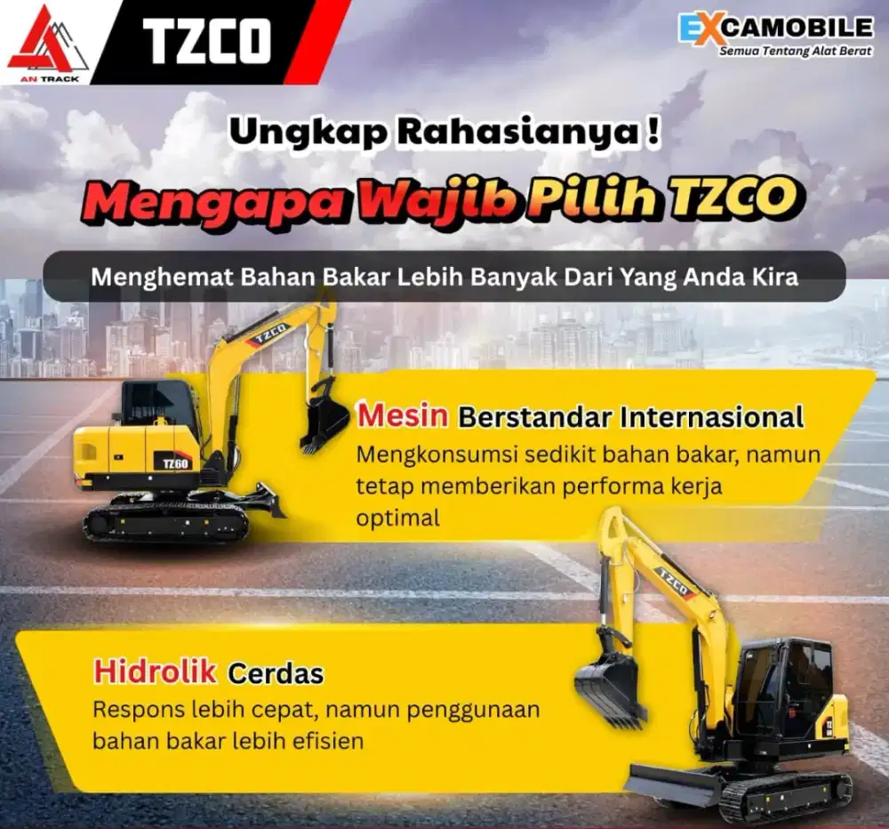 Excavator Baru TZCO EXD Bergaransi Resmi Dokumen Lengkap Termurah