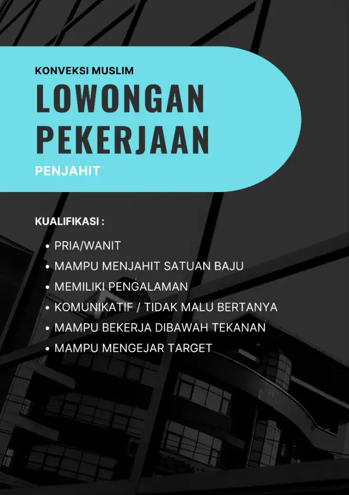 Lowongan Kerja Bagian Penjahit