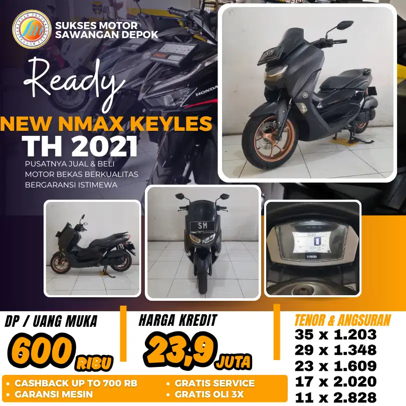 DP 600 BERGARANSI YAMAHA NMAX NEW KEYLES TH 2021 BISA CASH KREDIT