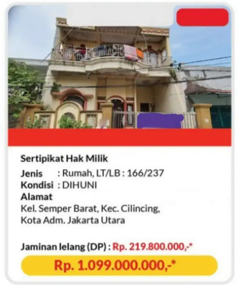 Rumah 2 Lantai Semper Barat Cilincing