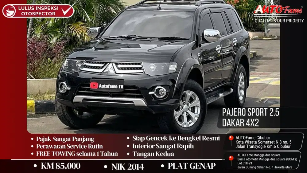 Mitsubishi Pajero Sport Dakar VGT AT Facelift NIK 2014 Black On Black