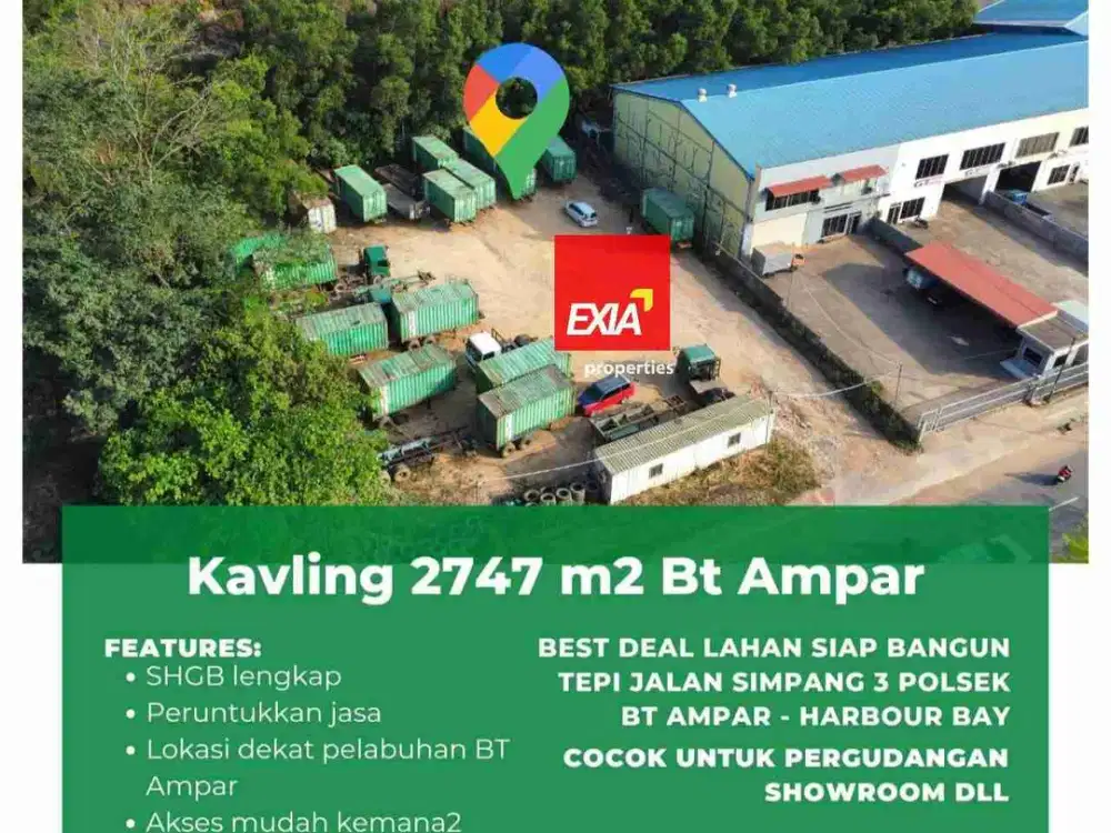 dijual lahan jasa 2747m2, batu Ampar Batam