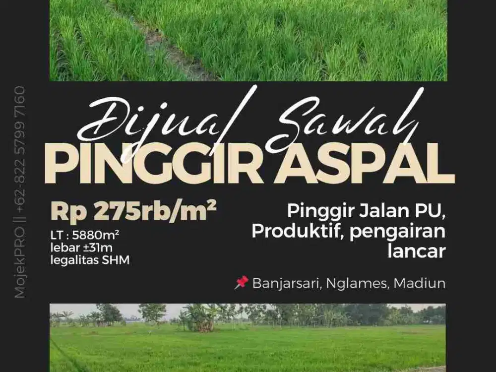 Dijual Tanah Pinggir Jalan PU