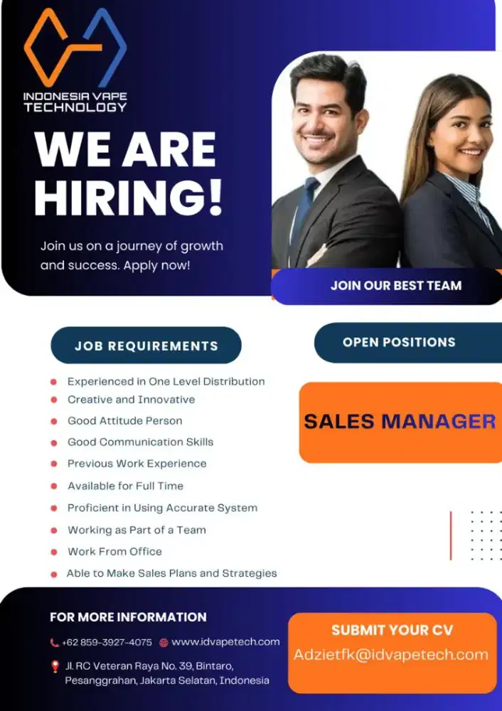 Dibutuhkan ! Sales Manager Cerdas