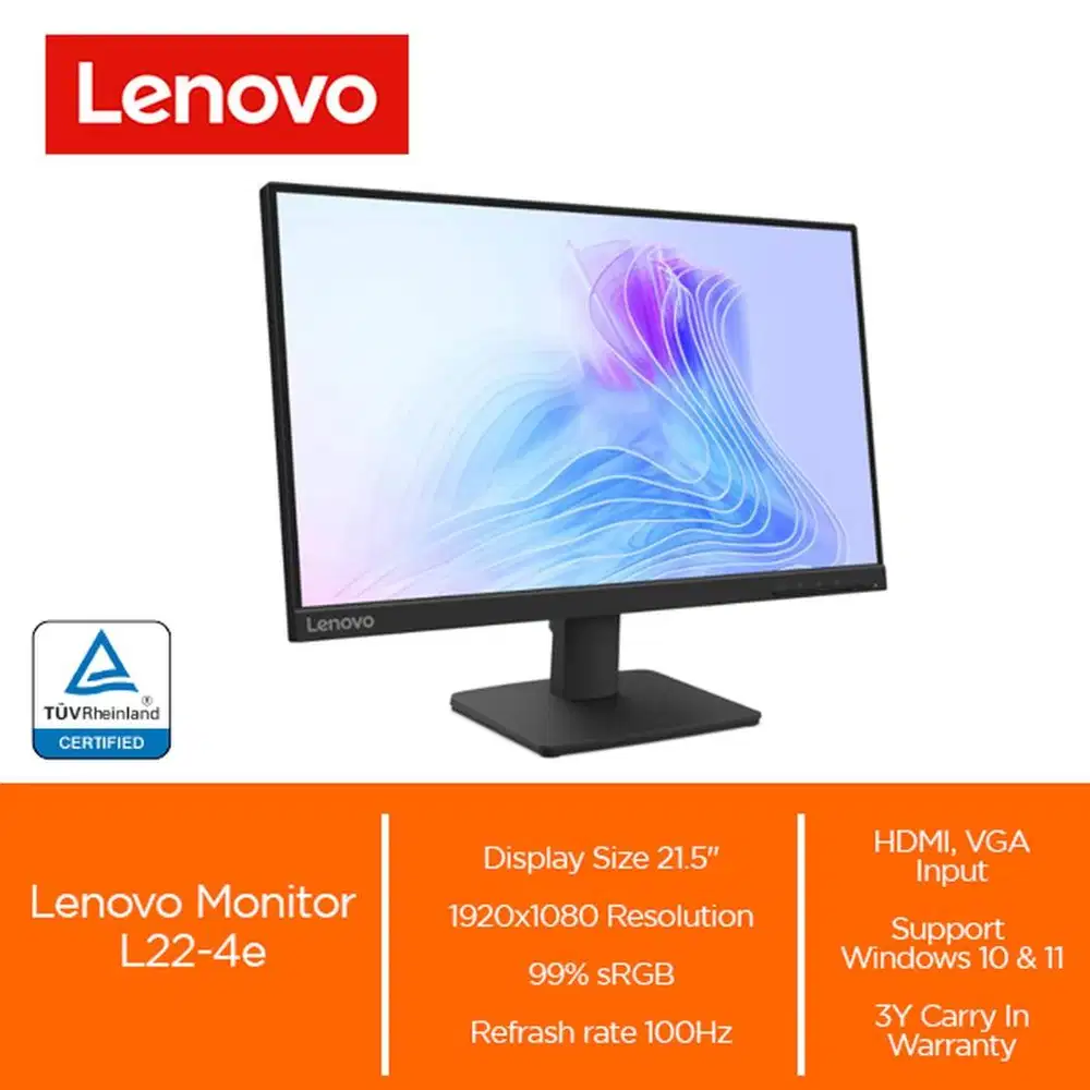 Monitor Lenovo L22-4E 22 Full HD IPS 100Hz 99% sRGB