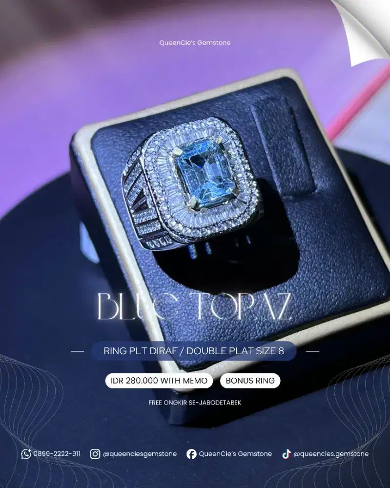 Cincin Batu Blue Topaz Turun Harga!