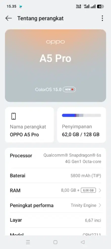 HP OPPO A5 PRO RAM8