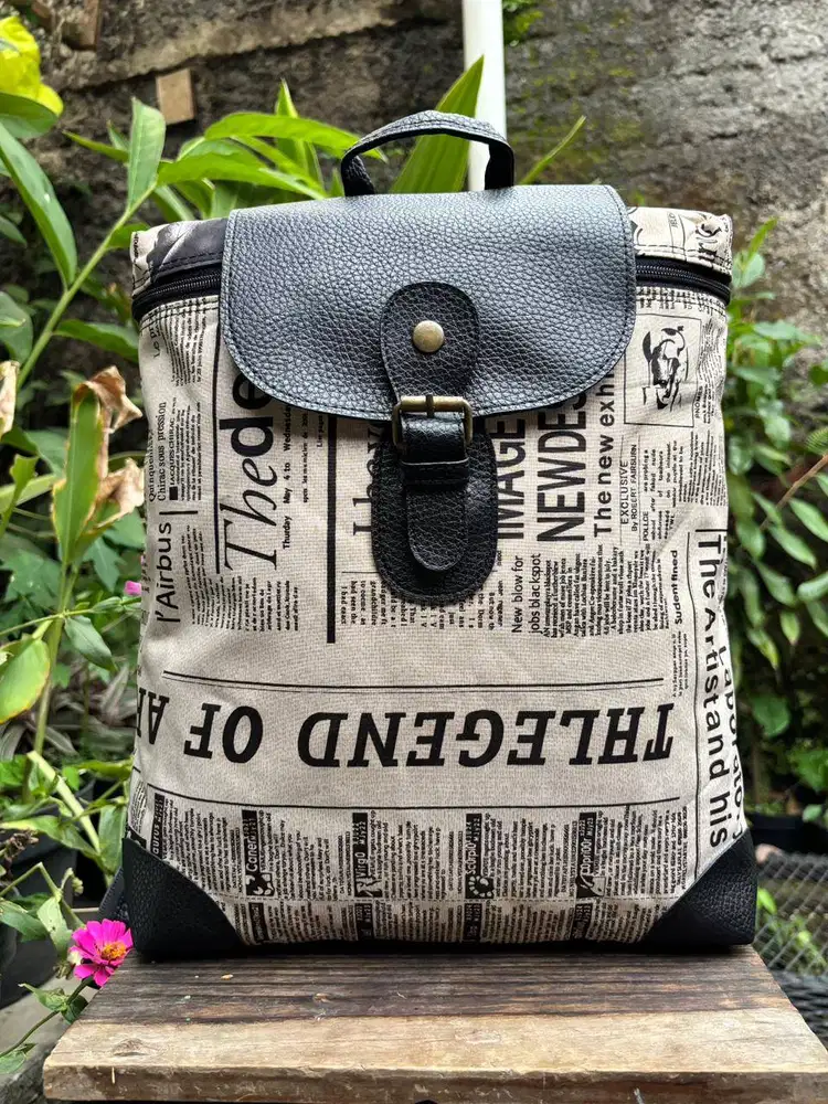 Ransel Vintage Newspaper Backpack Koran Mareart Bukan Tas Peta | Tas