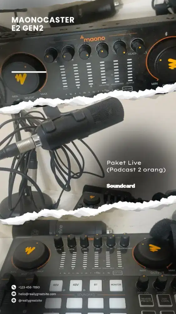 Soundcard MAONOCASTER e2 gen2 Podcast 2 orang Lengkap