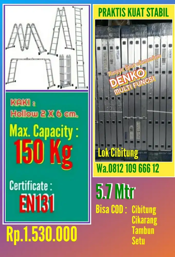 Tangga lipat alm MULTI FUNGSI 5.7 Mtr.