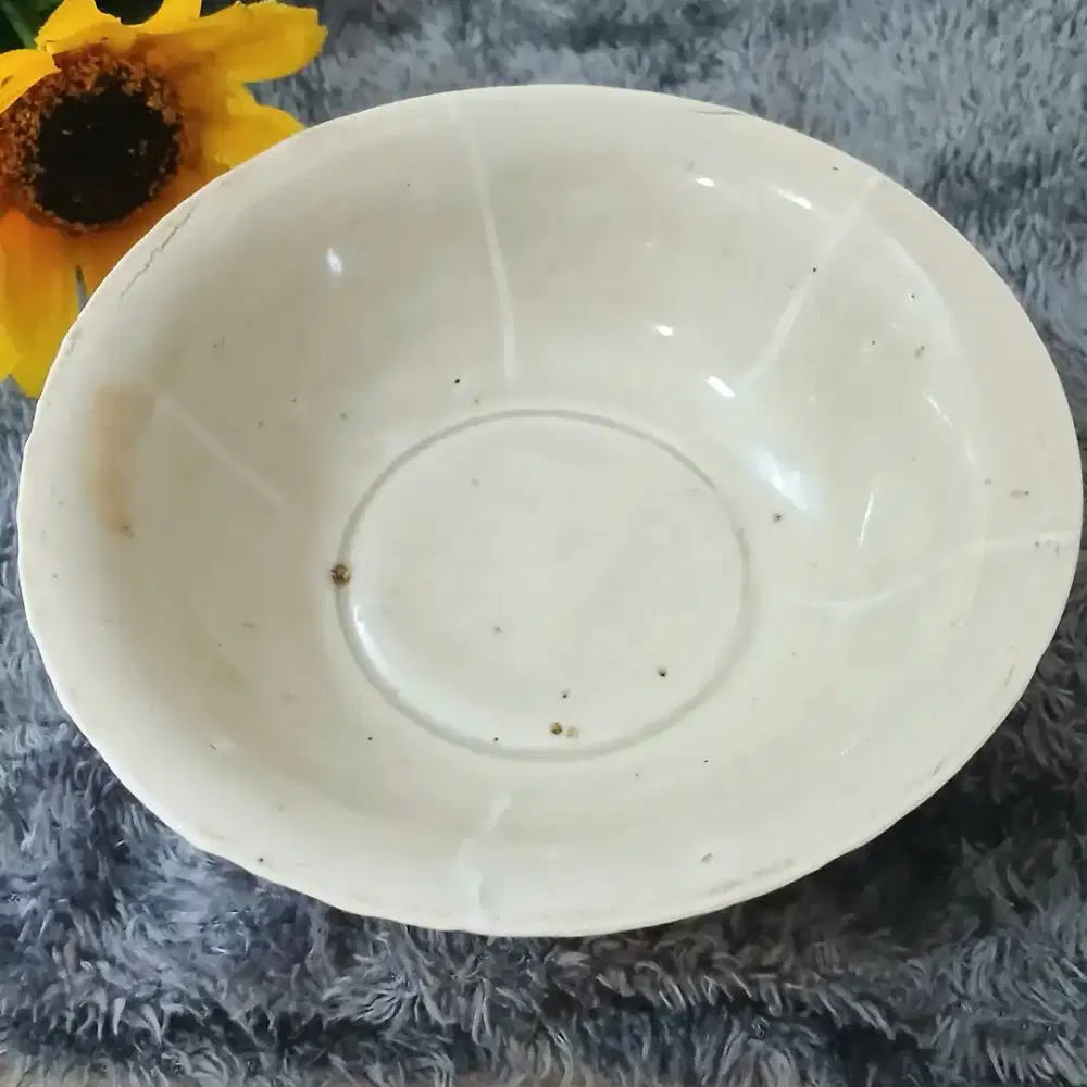 Keramik porselen mangkuk antik vintage handmade polos, kolpri