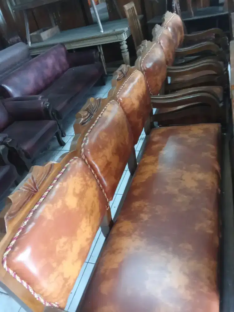 Kursi tamu kayu jati model minimalis kuda 3111 kain vinil nsget