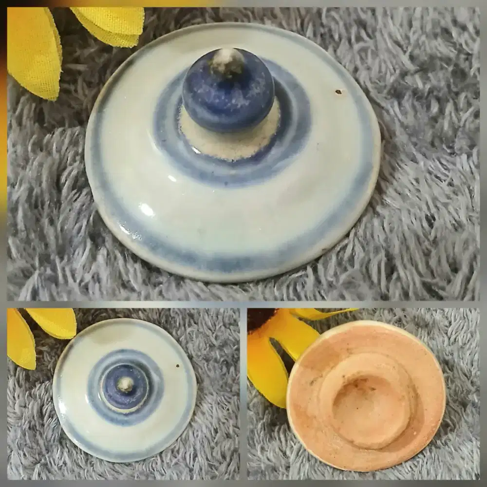 Keramik antik handmade lukisan tangan tutup jar cangkir mini, kolpri