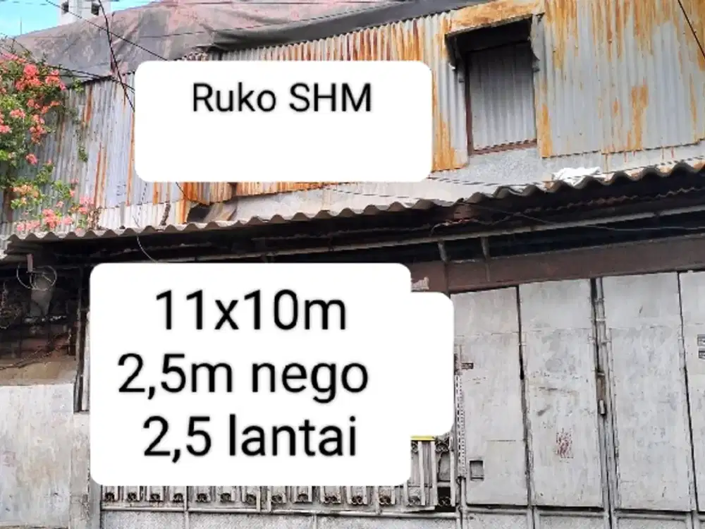 Dijual ruko di mangga besar, cocok untuk dagang/kos, hitung tanah saja.