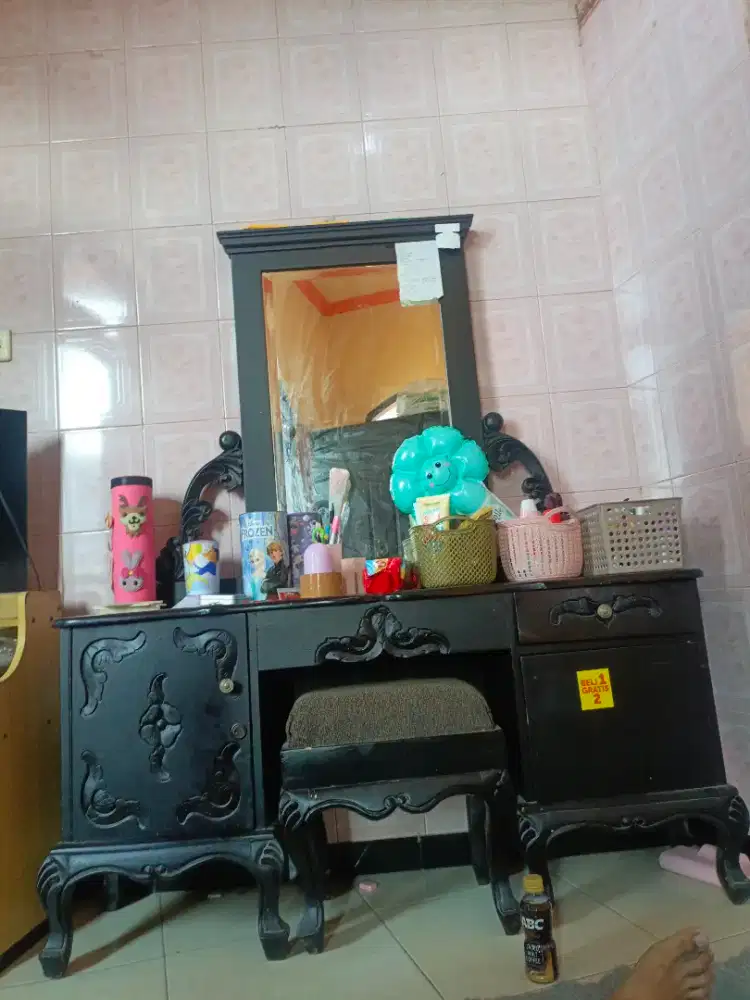 Meja rias kayu jati + kursi