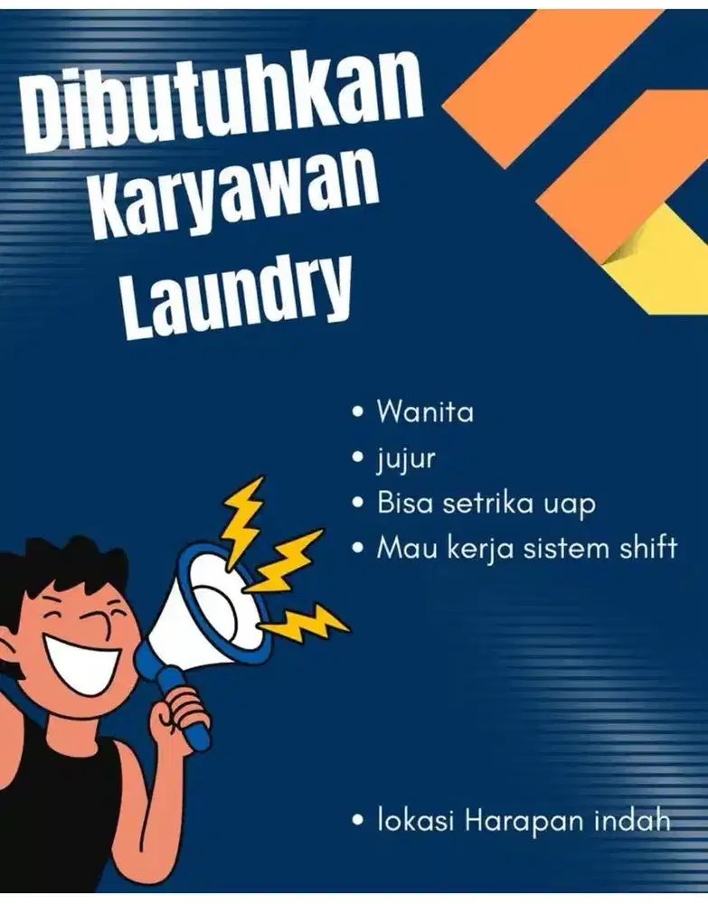 Dibutuhkan karyawan setrika Laundry Bekasi