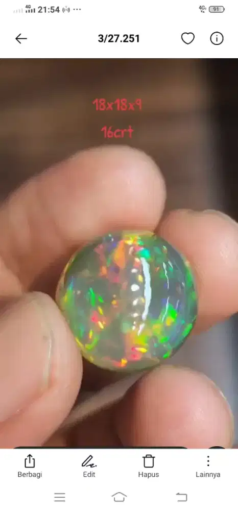 Batu permata Kalimaya Afrika,dim 18x18x9,16 carat