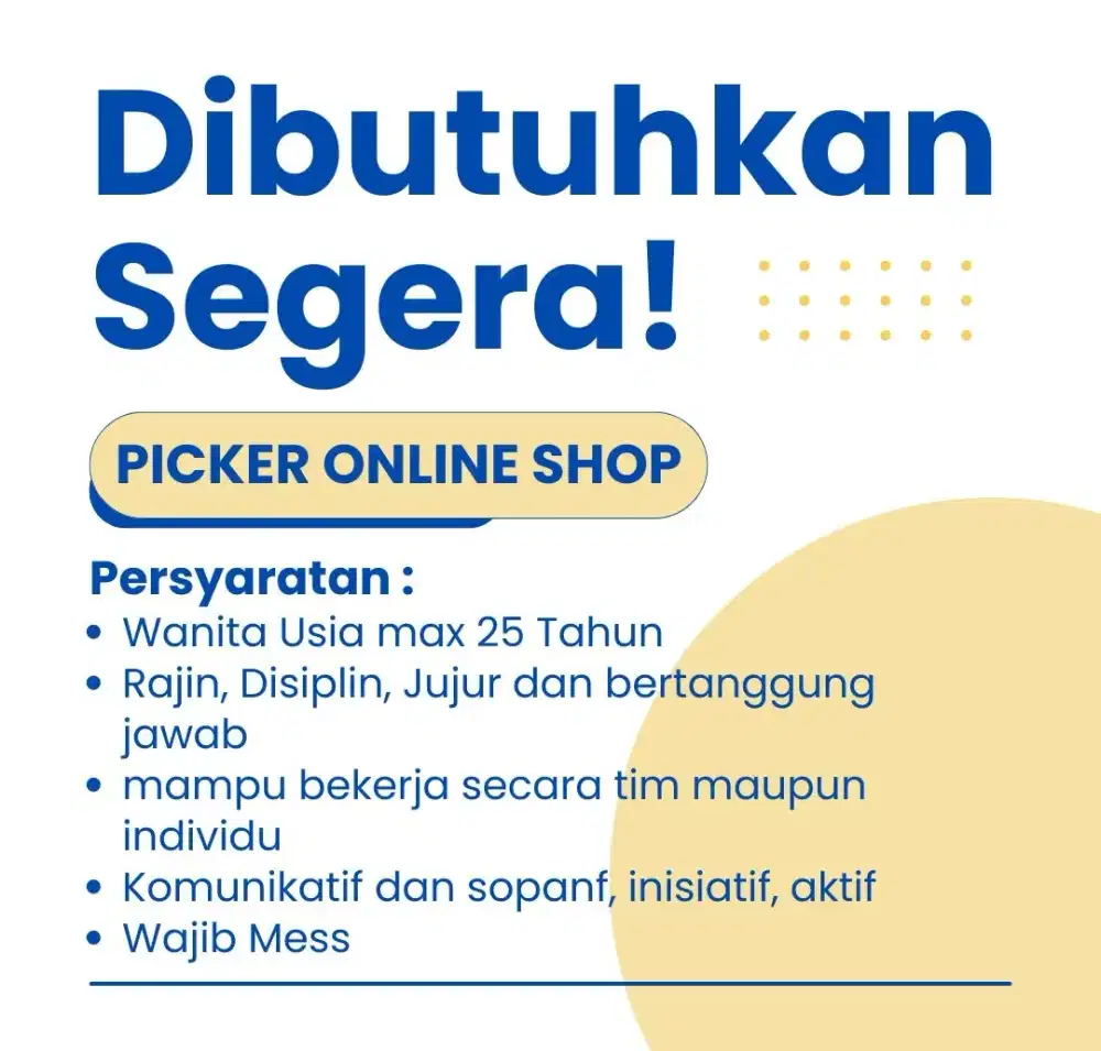 Lowongan piker online shop (ambil resi)