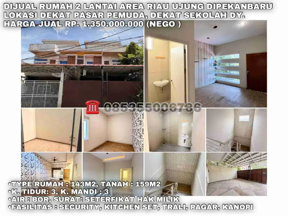 dijual rumah2 lantai area riau ujung,dekat pasar pemuda