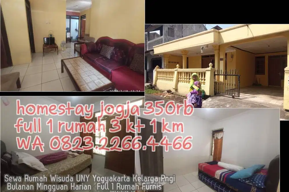 Sewa Rumah Wisuda UNY Yogyakarta Kelarga Pngi Bulanan Mingguan Harian