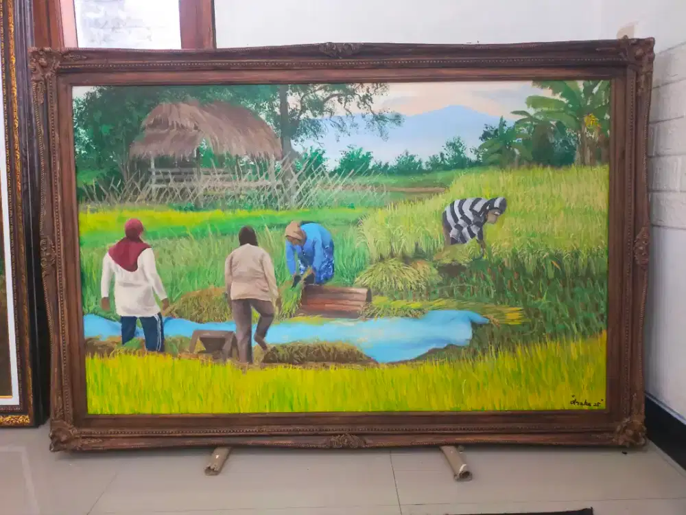 Lukisan panen ukuran 135×90 cm