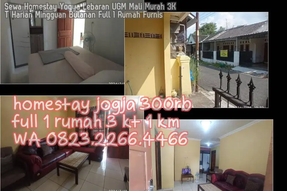 Sewa Homestay Yogya Lebaran UGM Mali Murah 3KT Harian Mingguan Bulanan